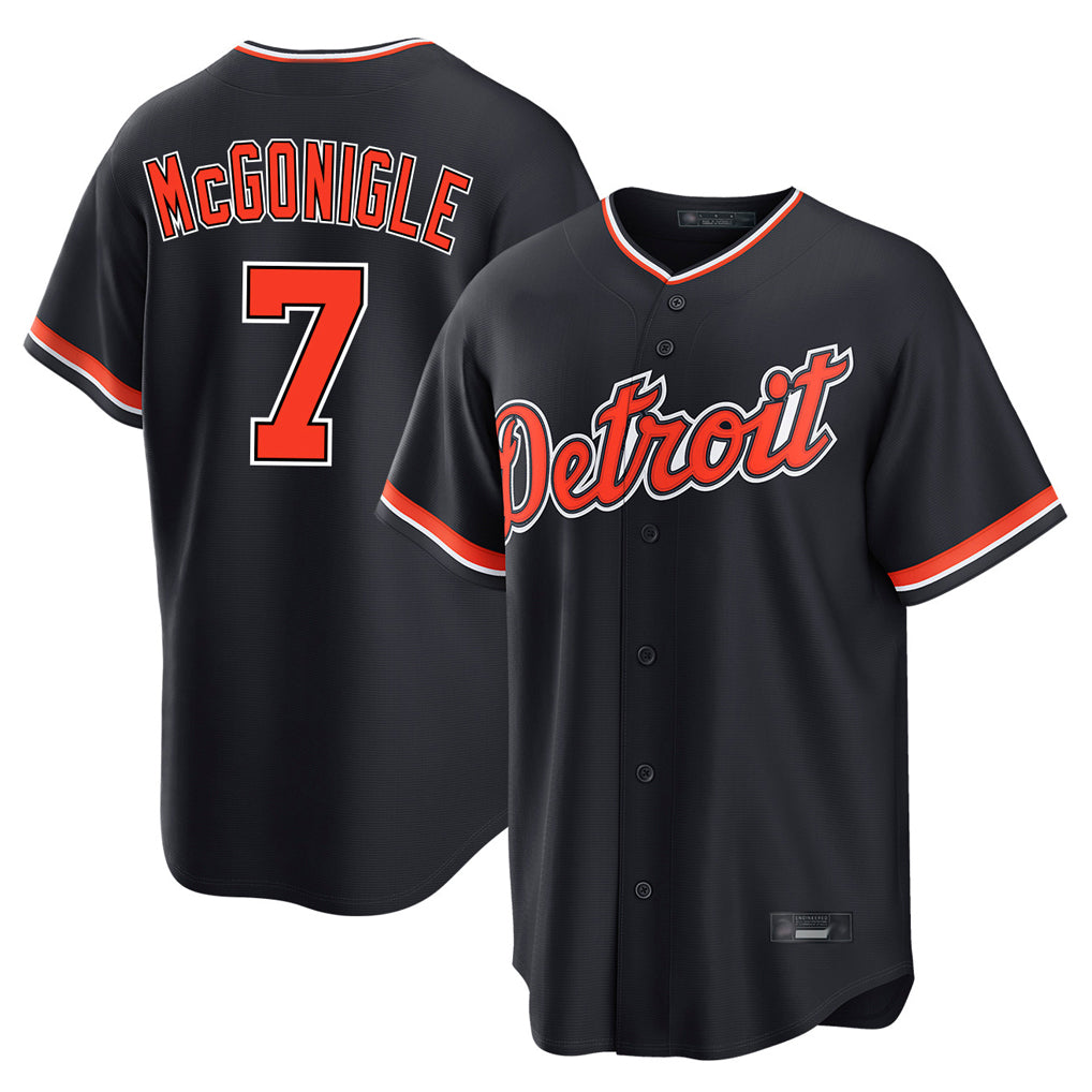 Seanshop D.Tigers #7 Kevin McGonigle Player Navy Home Game Stitched Jerseys