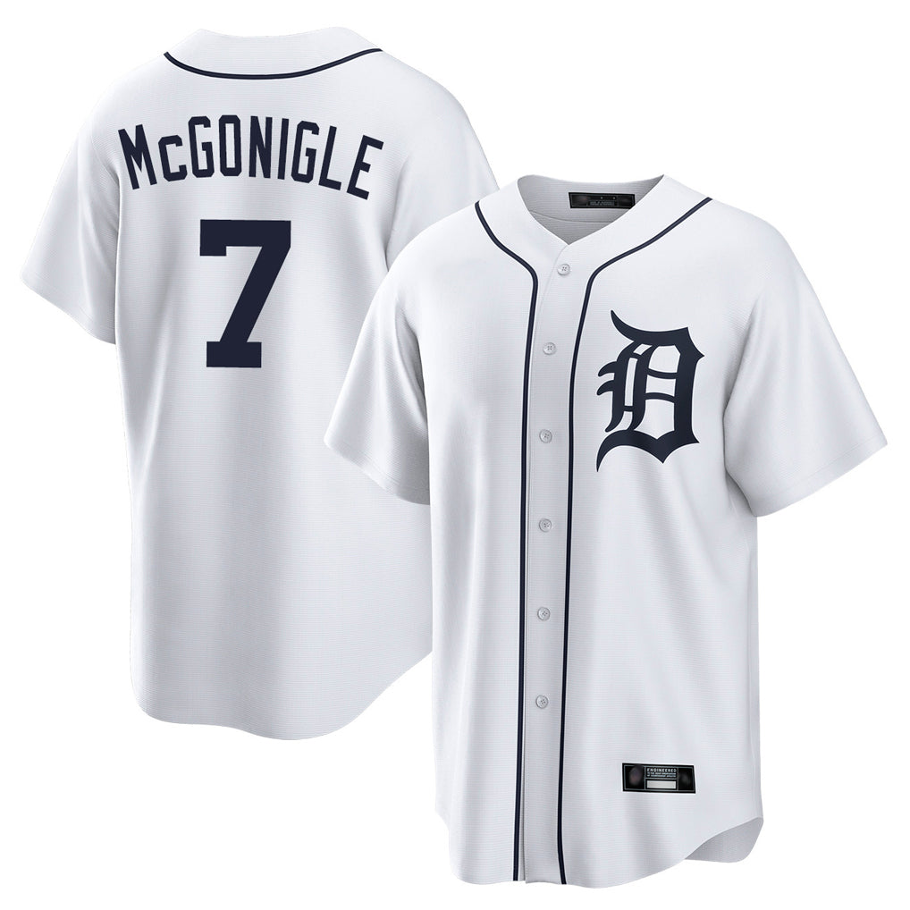 Seanshop D.Tigers #7 Kevin McGonigle Player White Home Game Stitched Jerseys