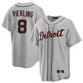 Seanshop D.Tigers #8 Matt Vierling Player Gray Home Game Stitched Jerseys