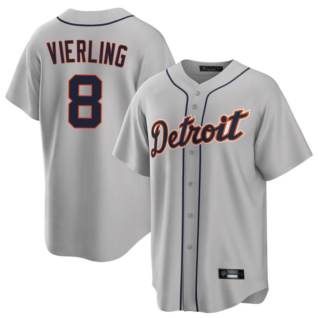 Seanshop D.Tigers #8 Matt Vierling Player Gray Home Game Stitched Jerseys