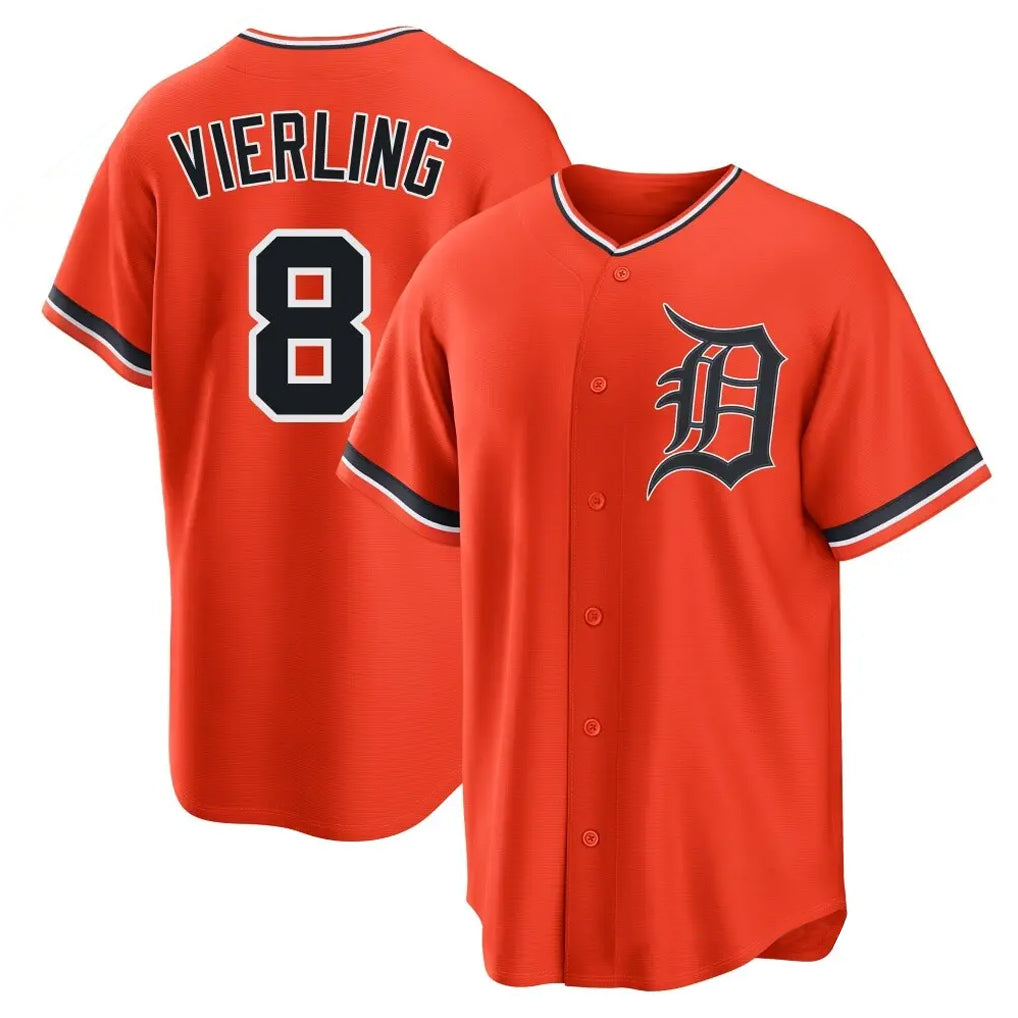 Seanshop D.Tigers #8 Matt Vierling Player Orange Home Game Stitched Jerseys