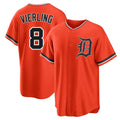 Seanshop D.Tigers #8 Matt Vierling Player Orange Home Game Stitched Jerseys