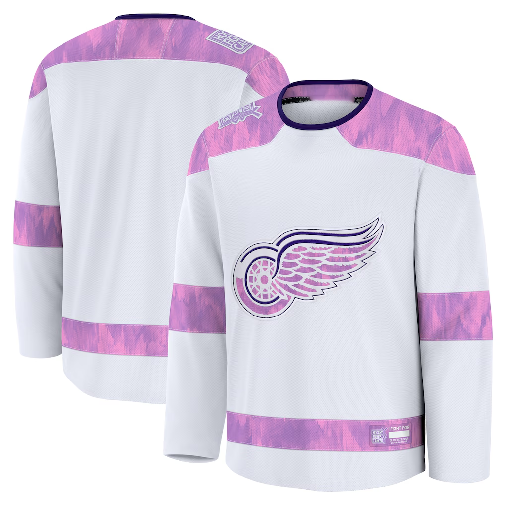 Seanshop DR.Wings White 2024 Hockey Fights Cancer Practice Jerseys