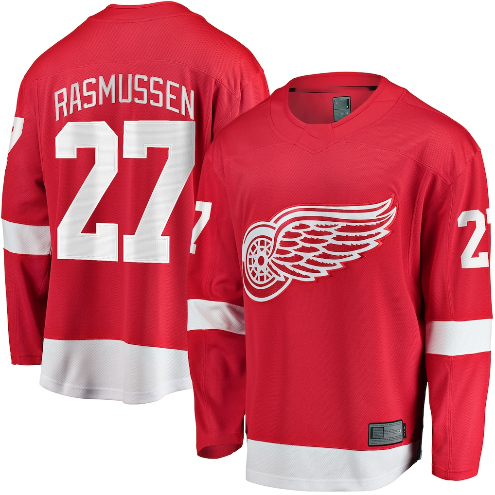 Seanshop DR.Wings #27 Michael Rasmussen Red Home Breakaway Player Jerseys