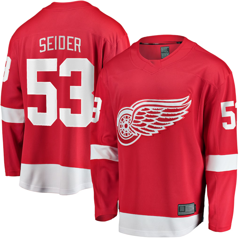 Seanshop DR.Wings #53 Moritz Seider Red Home Breakaway Player Jerseys