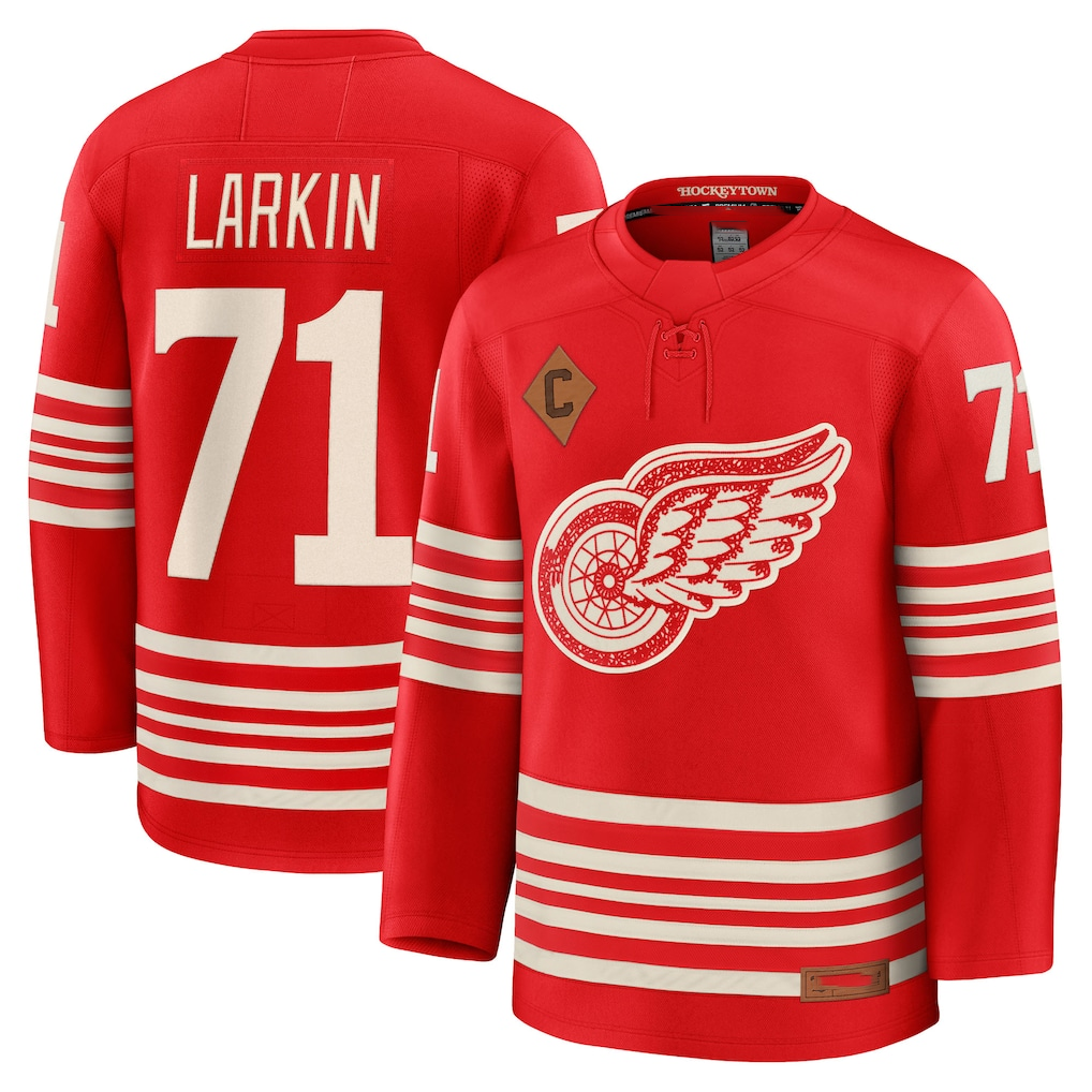 Seanshop DR.Wings #71 Dylan Larkin Red Centennial Premium Player Jerseys