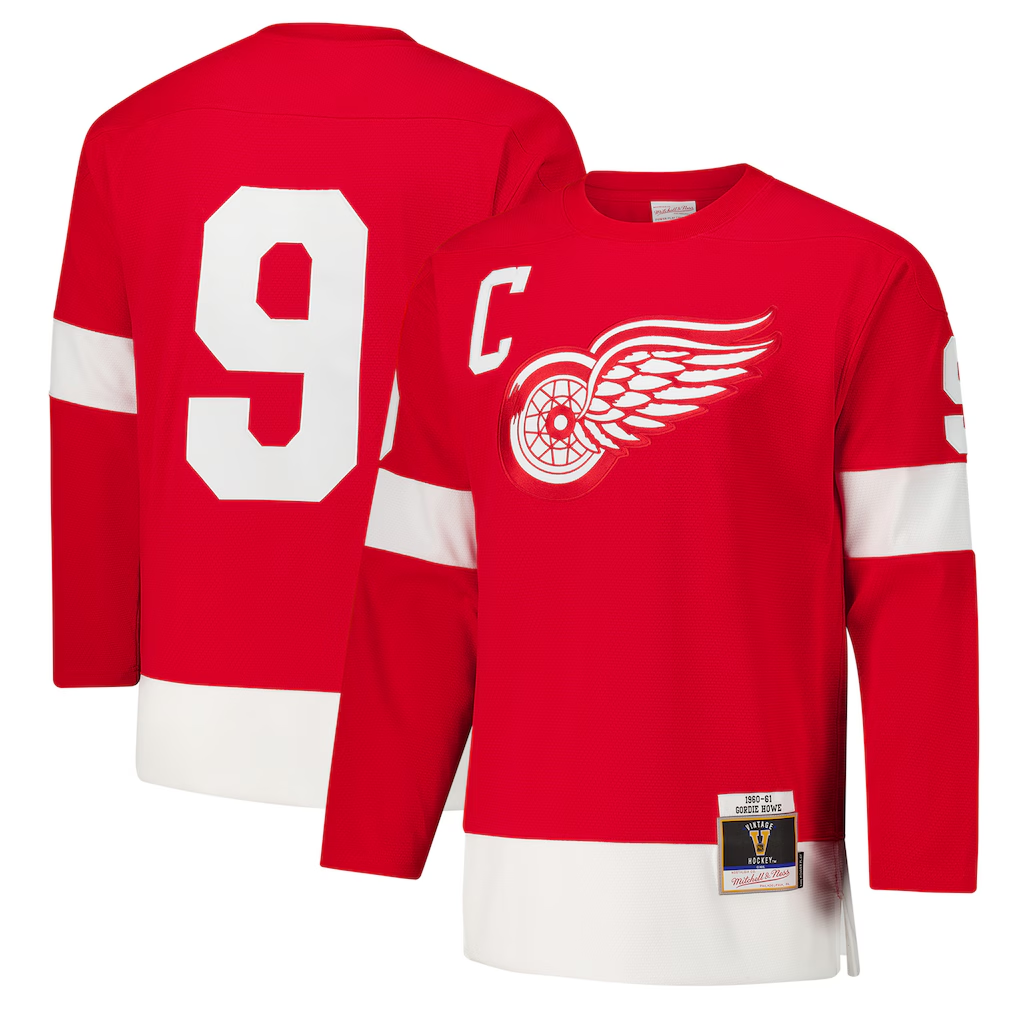 Seanshop DR.Wings #9 Gordie Howe Red 1960-61 Power Play Jerseys