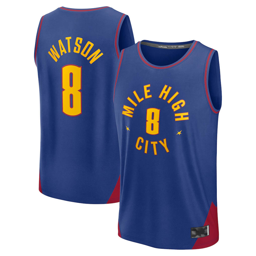 Seanshop Denver Nuggets #8 Peyton Watson Blue Fast Break Replica Player Jerseys - Statement Edition