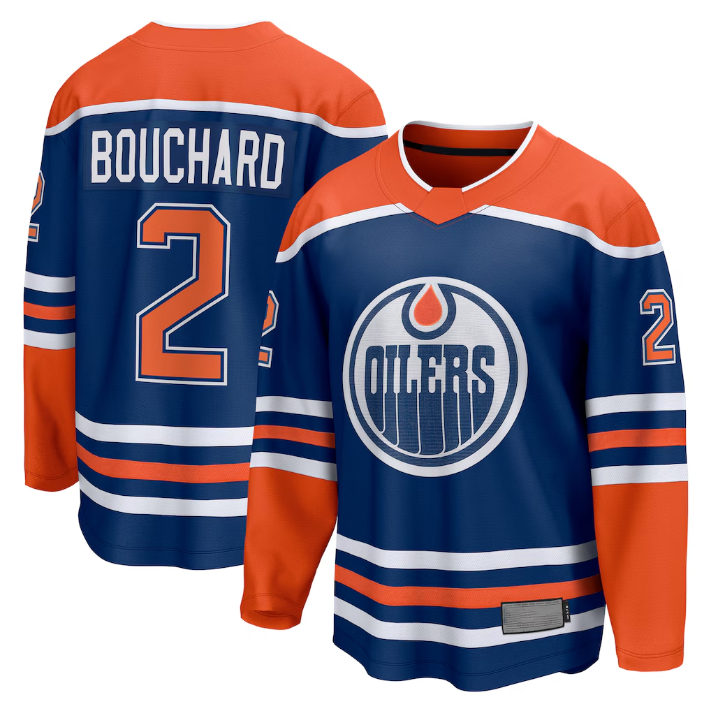Seanshop E.Oilers #2 Evan Bouchard Royal Home Breakaway Player Jerseys