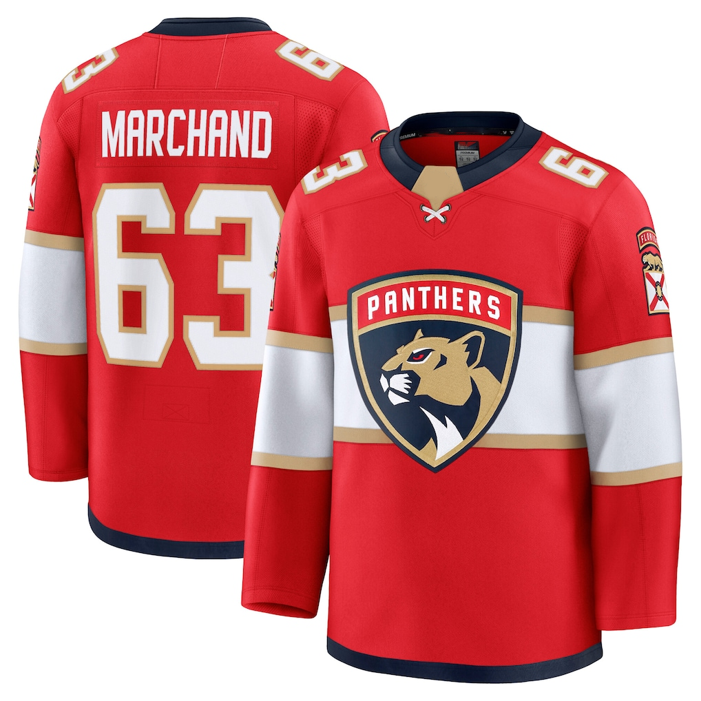 Seanshop F.Panthers #63 Brad Marchand Red Home Premium Jerseys