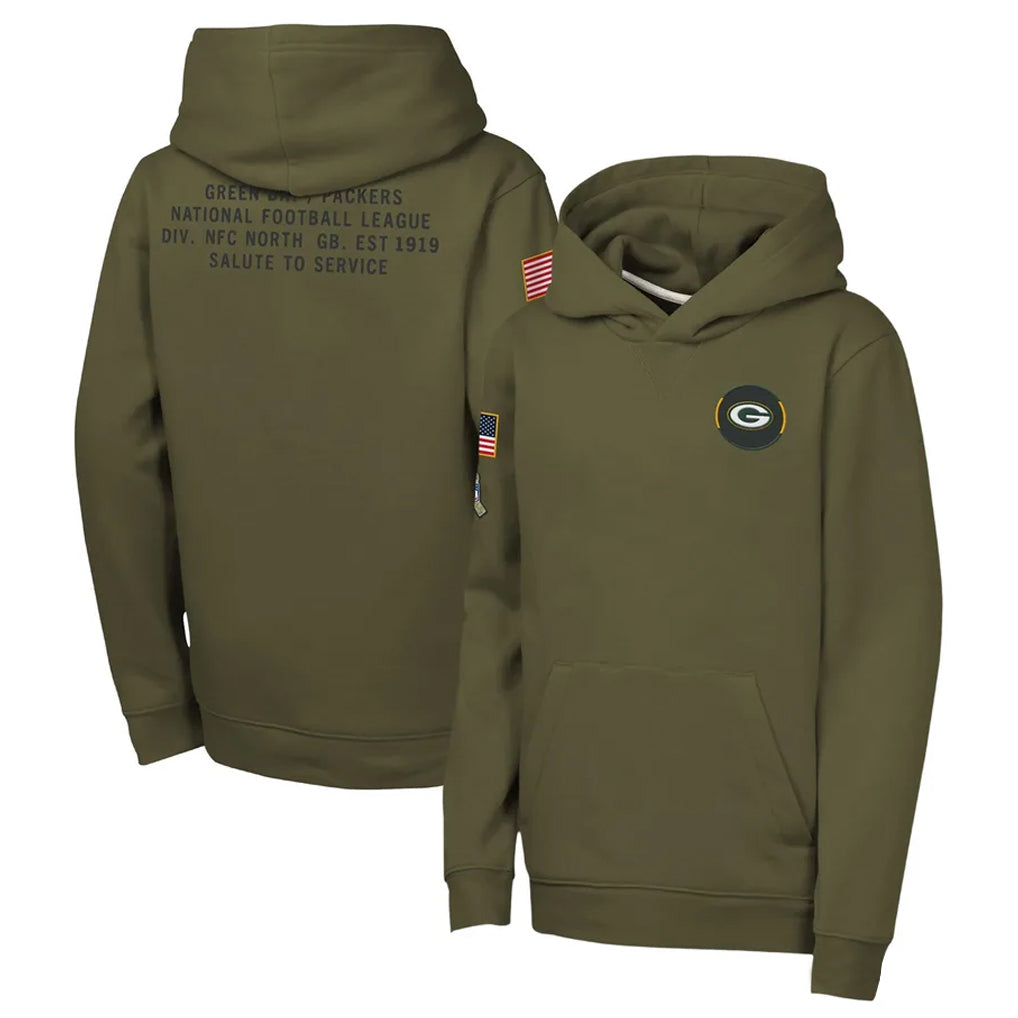 Seanshop GB.Packers Olive Salute to Service Pullover Hoodies Limited Blank Player Stitched Jerseys