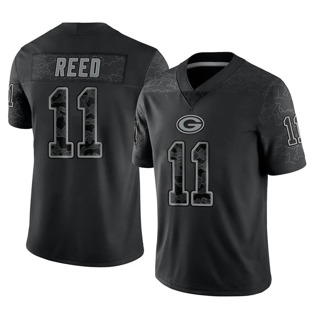 Seanshop GB.Packers #11 Jayden Reed Player Black Reflective Limited Home Game Stitched Jerseys