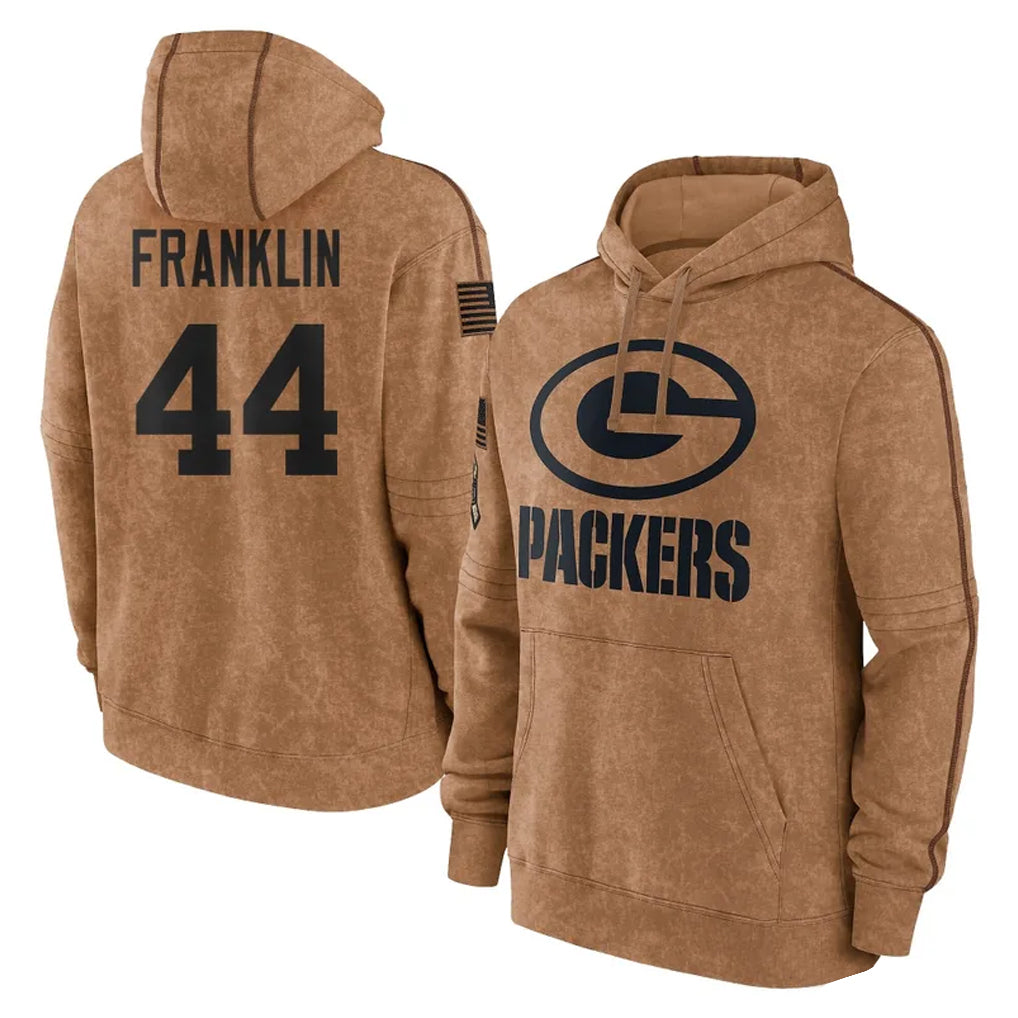 Seanshop GB.Packers #44 Zaire Franklin Player Brown Salute to Service Hoodies Limited Game Stitched Jerseys