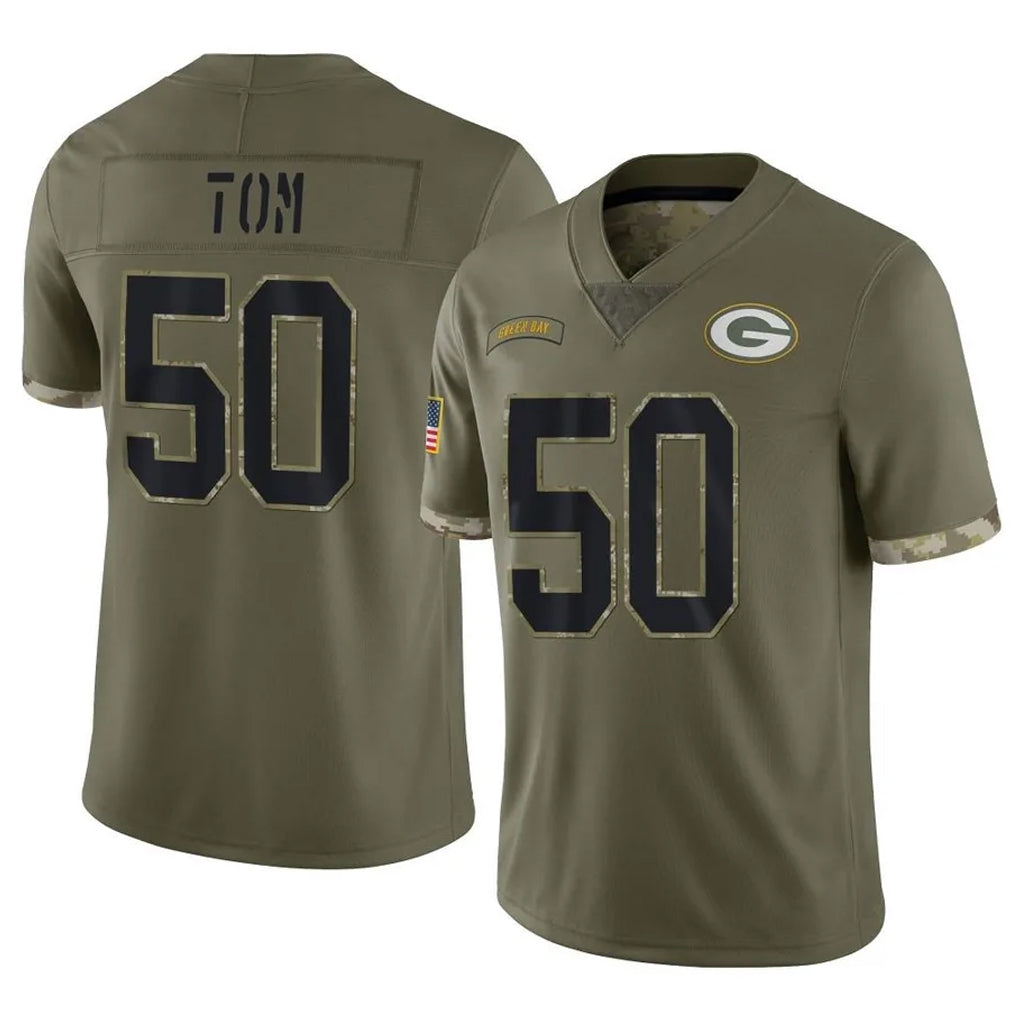 Seanshop GB.Packers #50 Zach Tom Player Olive Salute To Service Limited Stitched Jerseys