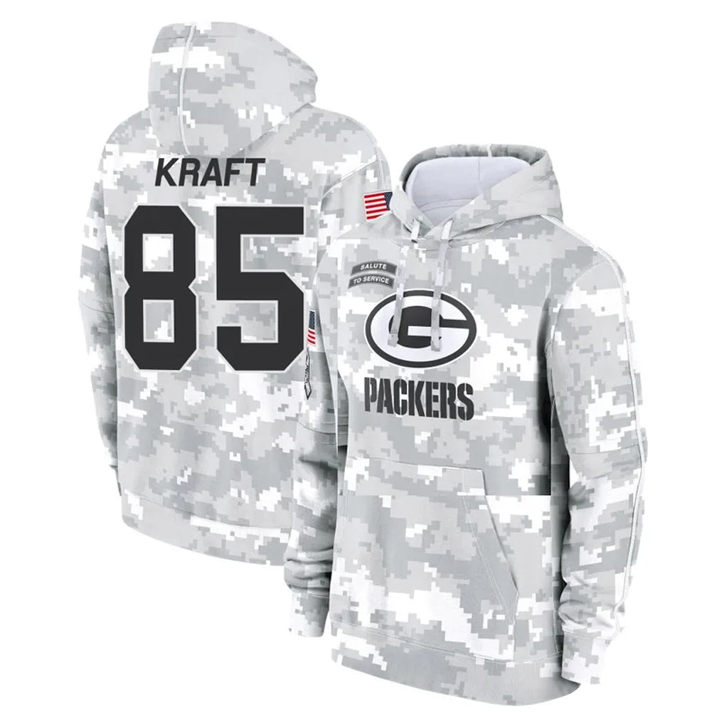 Seanshop GB.Packers #85 Tucker Kraft Player Arctic Camo Salute to Service Hoodies Limited Game Stitched Jerseys