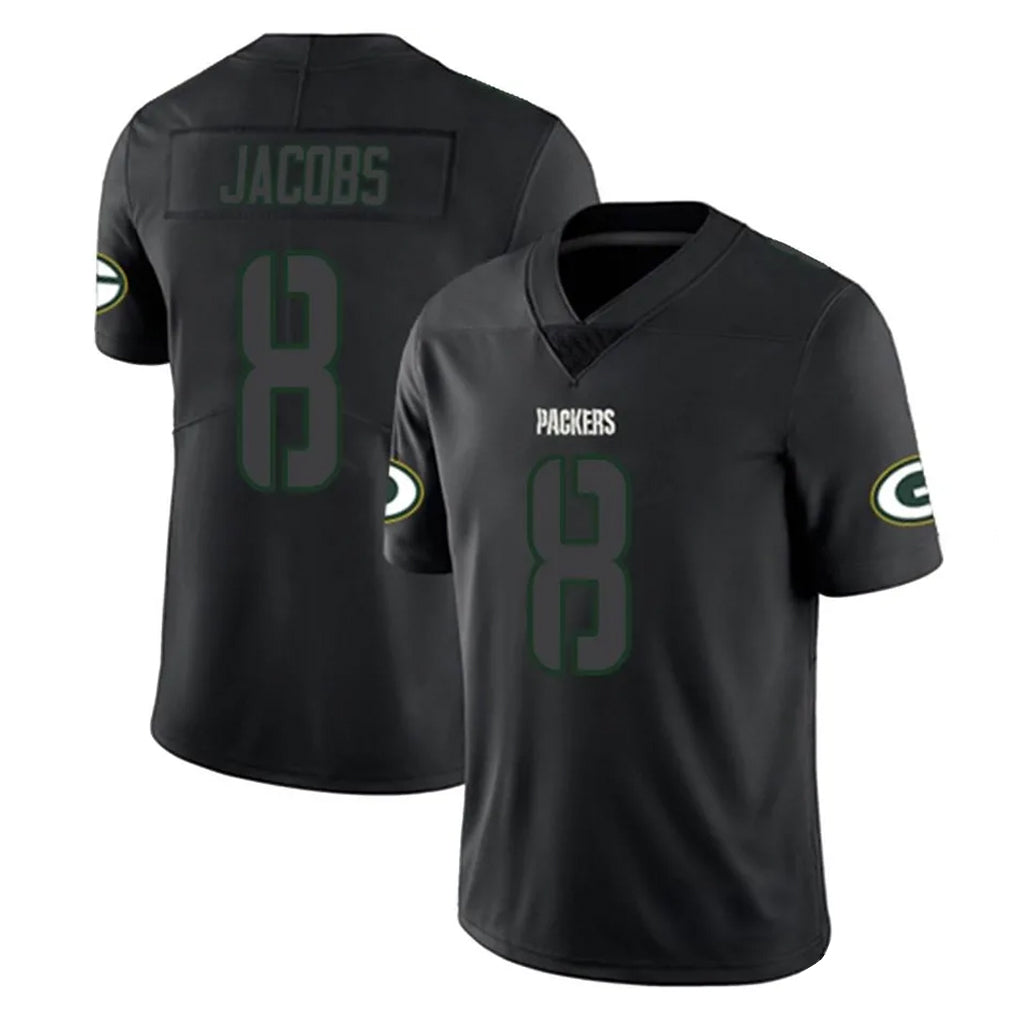 Seanshop GB.Packers #8 Josh Jacobs Player Black Impact Limited Home Game Stitched Jerseys