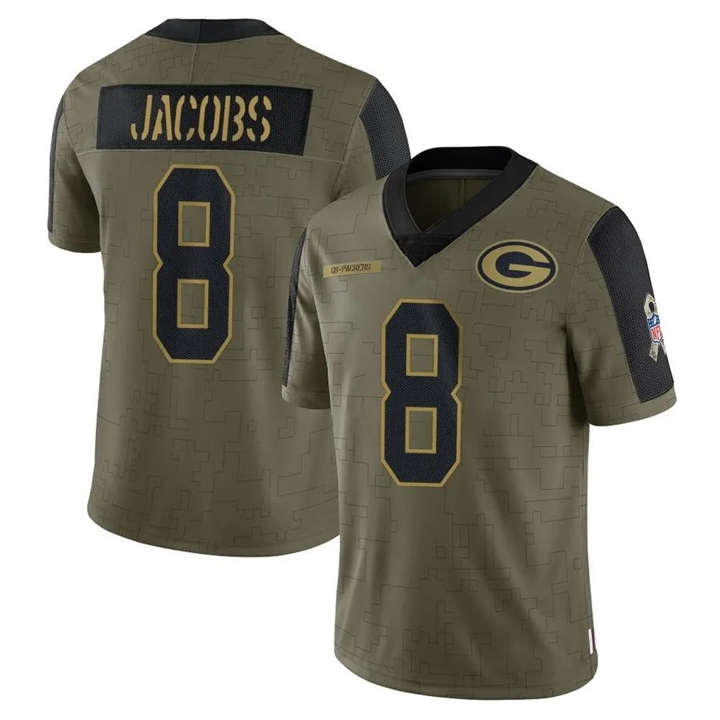 Seanshop GB.Packers #8 Josh Jacobs Player Olive Salute To Service Limited Game Stitched Jerseys