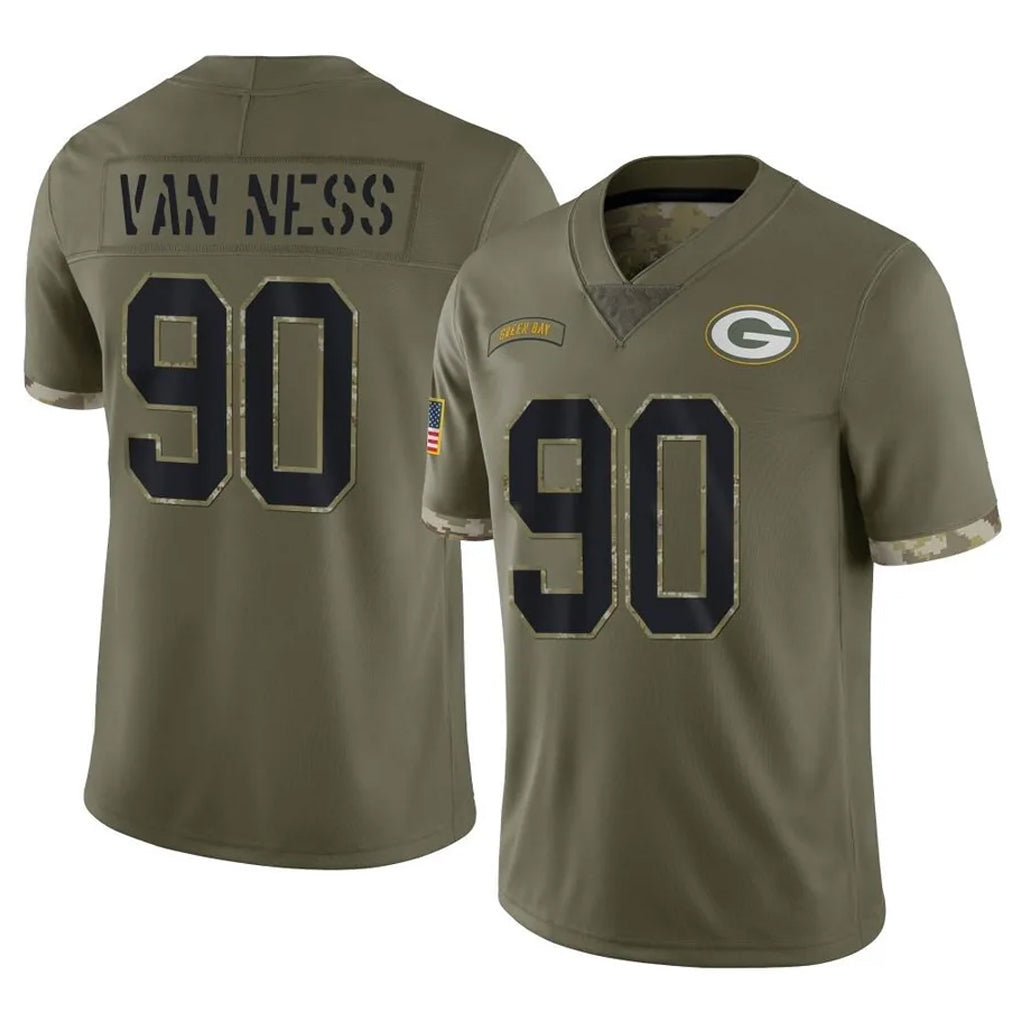 Seanshop GB.Packers #90 Lukas Van Ness Player Olive Salute To Service Limited Stitched Jerseys