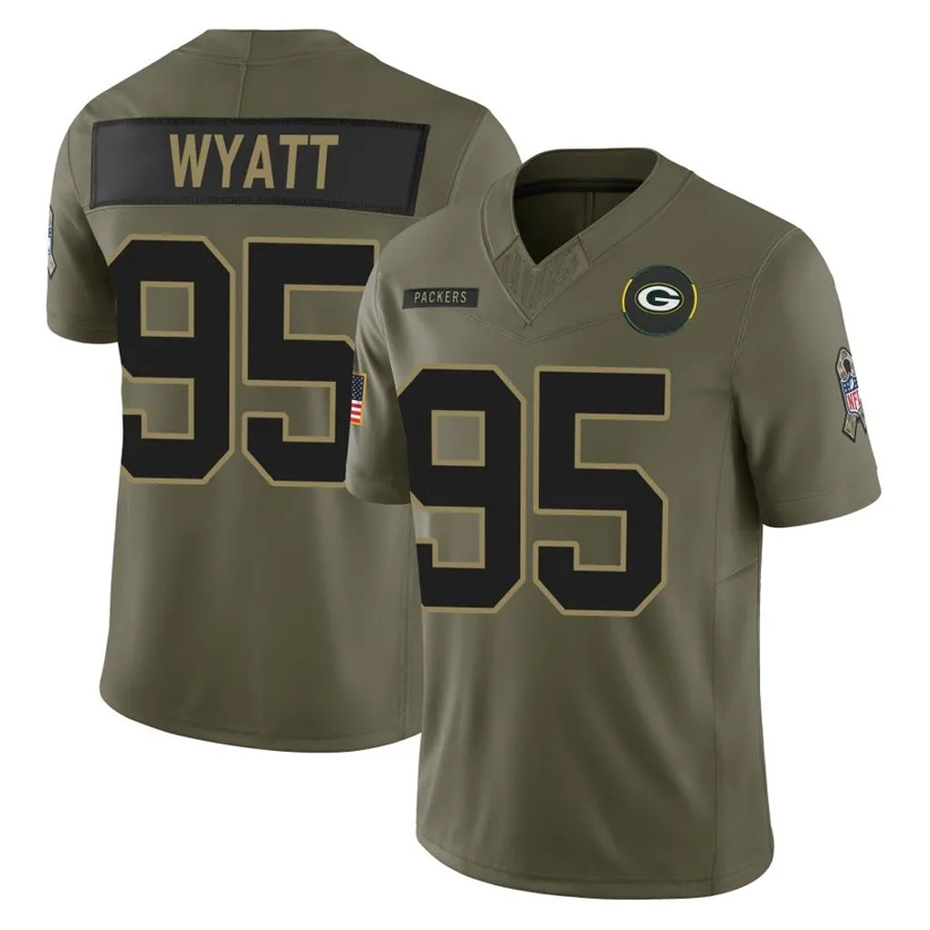 Seanshop GB.Packers #95 Devonte Wyatt Player Olive 2025 Salute To Service Limited Home Game Stitched Jerseys