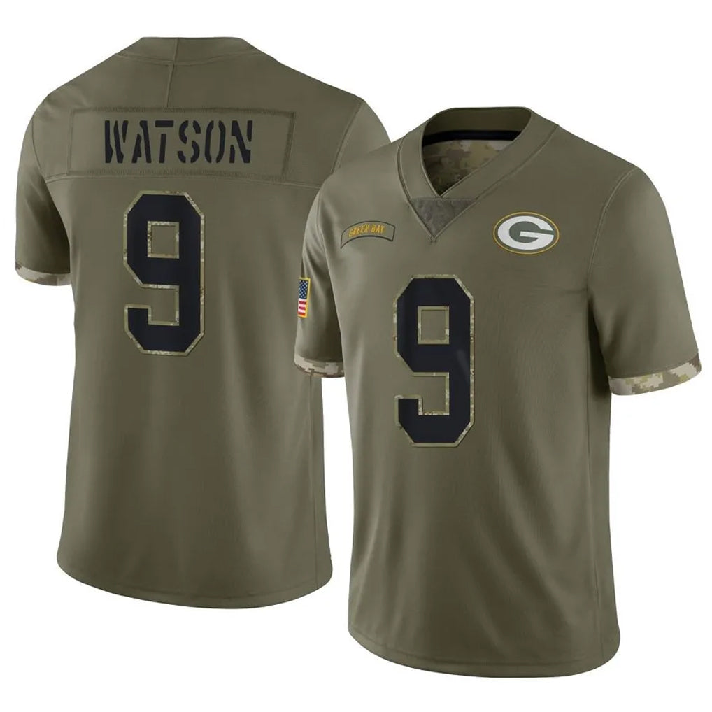 Seanshop GB.Packers #9 Christian Watson Player Olive Salute To Service Limited Stitched Jerseys