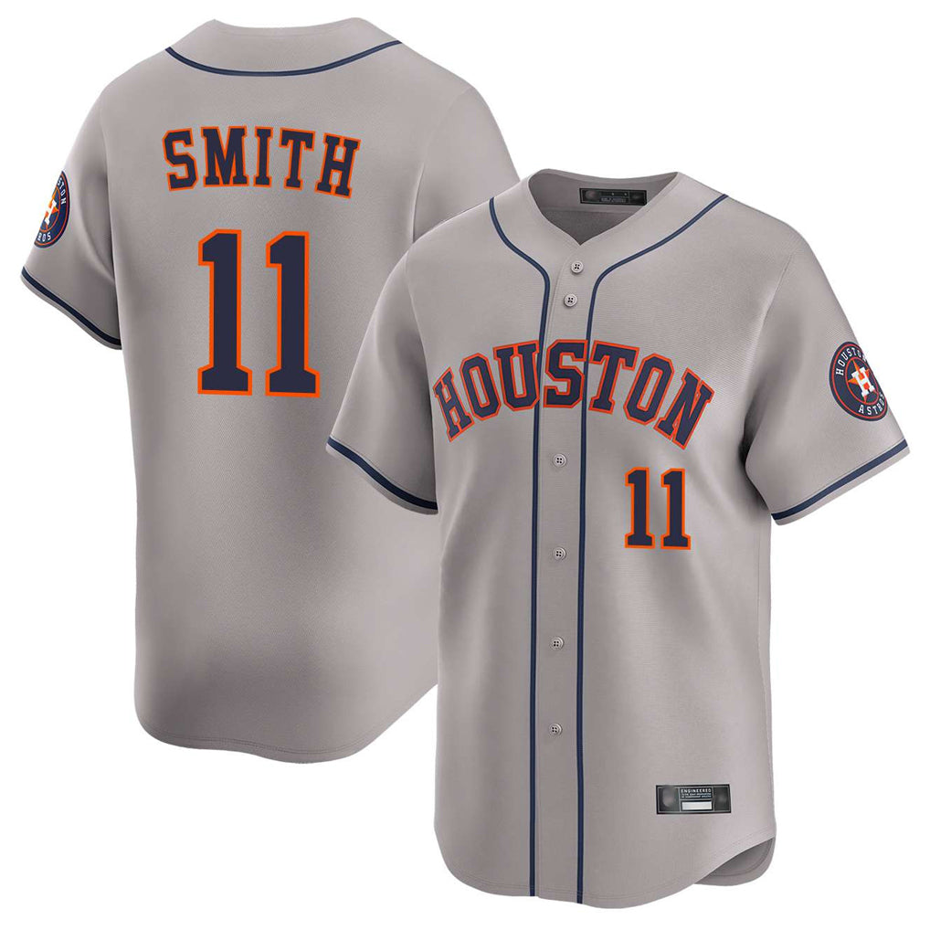 Seanshop H.Astros #11 Cam Smith Player Gray Home Limited Stitched Jerseys