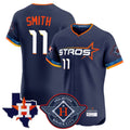 Seanshop H.Astros #11 Cam Smith Player Navy City Connect Texas Patch Vapor Premier Limited Elite Home Stitched Jerseys