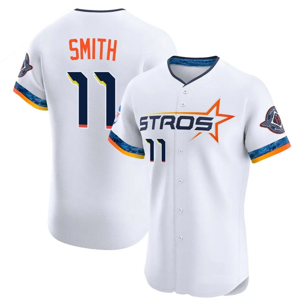 Seanshop H.Astros #11 Cam Smith Player White City Connect Limited Elite Home Stitched Jerseys
