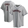 Seanshop H.Astros #1 Carlos Correa Player Gray Home Game Stitched Jerseys