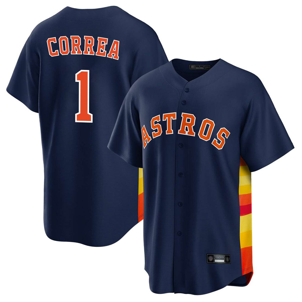 Seanshop H.Astros #1 Carlos Correa Player Navy Home Game Stitched Jerseys