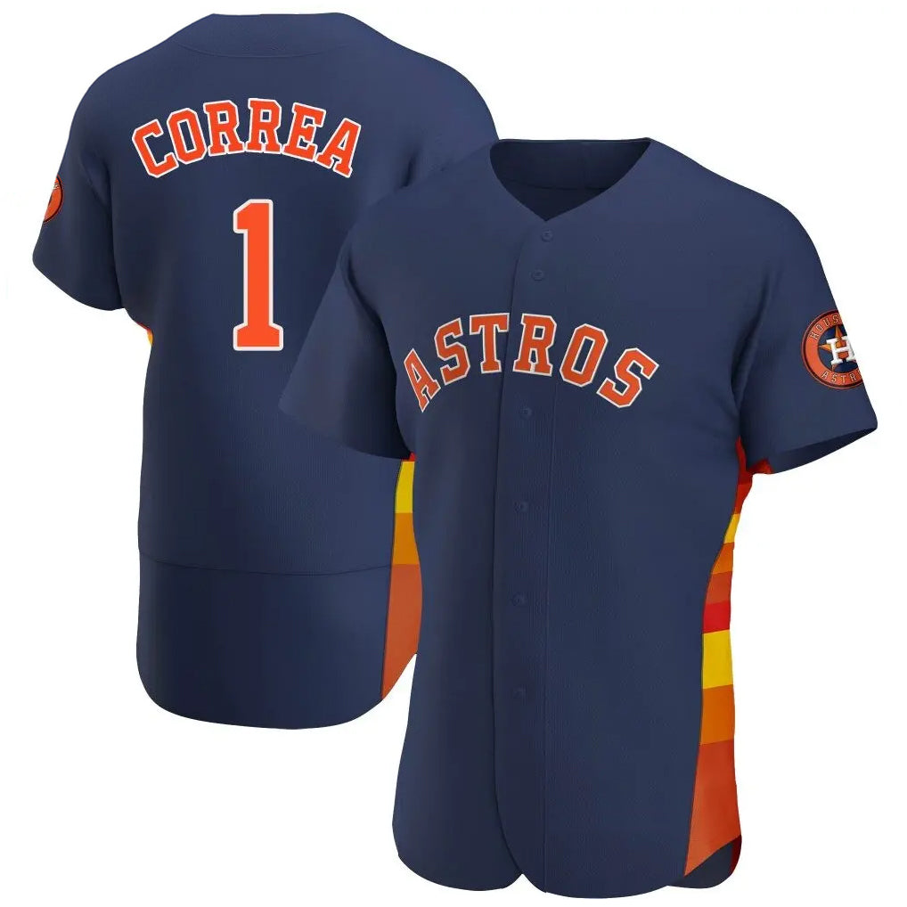 Seanshop H.Astros #1 Carlos Correa Player Navy Home Limited Elite Stitched Jerseys