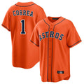 Seanshop H.Astros #1 Carlos Correa Player Orange Home Game Stitched Jerseys