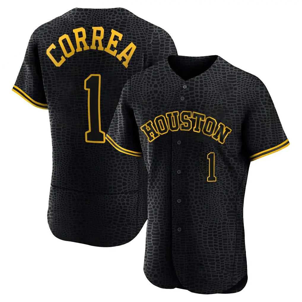 Seanshop H.Astros #1 Carlos Correa Player Snake Skin City Limited Elite Home Stitched Jerseys