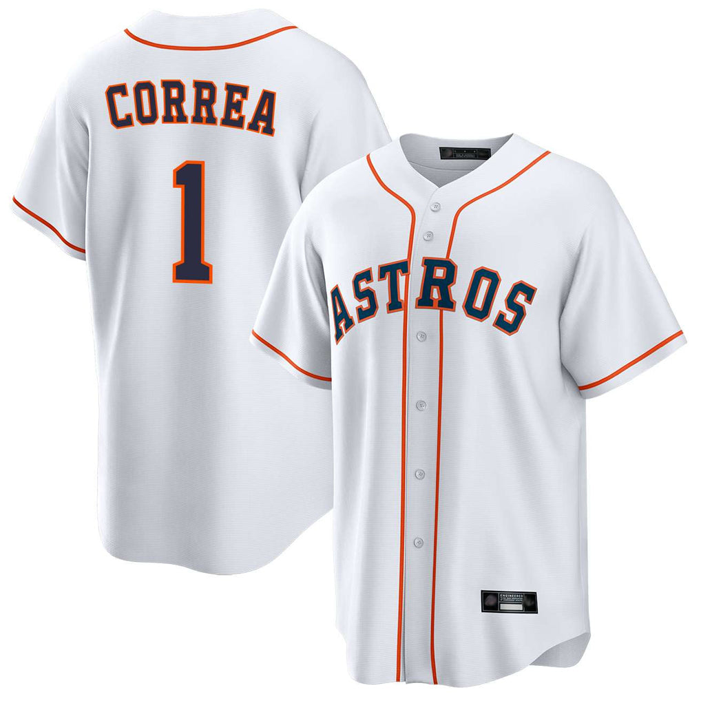 Seanshop H.Astros #1 Carlos Correa Player White Home Game Stitched Jerseys