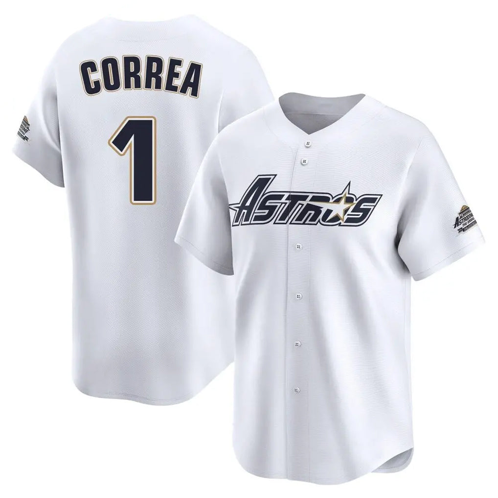 Seanshop H.Astros #1 Carlos Correa Player White Throwback Cooperstown Collection Limited Stitched Jerseys