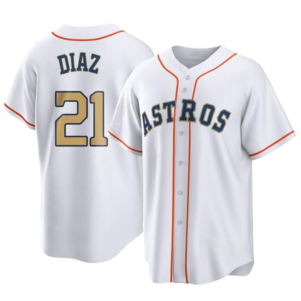 Seanshop H.Astros #21 Yainer Diaz Player Gold Collection Game Home Stitched Jerseys