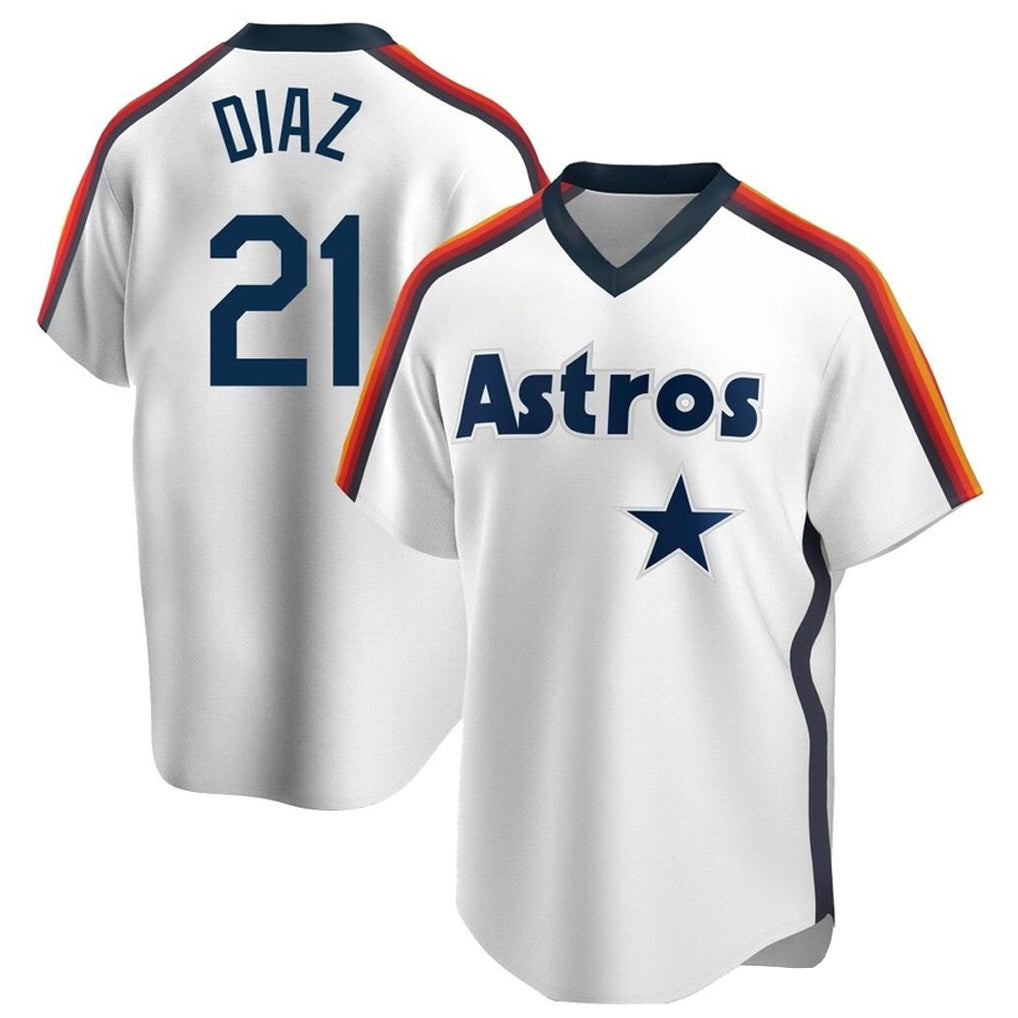 Seanshop H.Astros #21 Yainer Diaz Player White Cooperstown Collection T-shirt Stitched Jerseys