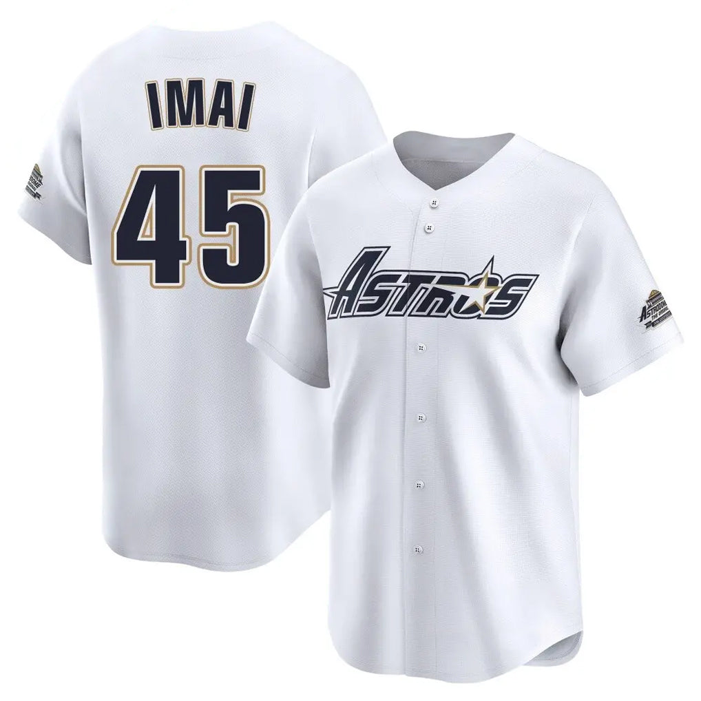 Seanshop H.Astros #45 Tatsuya Imai Player White Throwback Cooperstown Collection Limited Stitched Jerseys