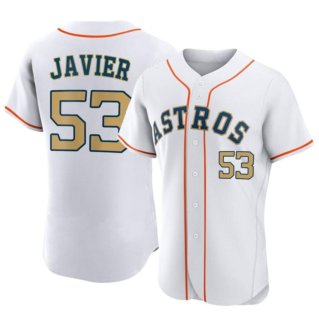 Seanshop H.Astros #53 Cristian Javier Player Gold Collection Limited Elite Home Stitched Jerseys