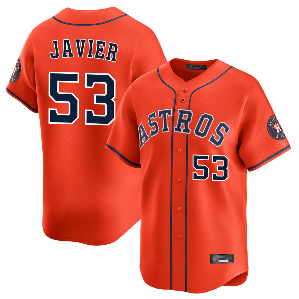 Seanshop H.Astros #53 Cristian Javier Player Orange Home Limited Stitched Jerseys