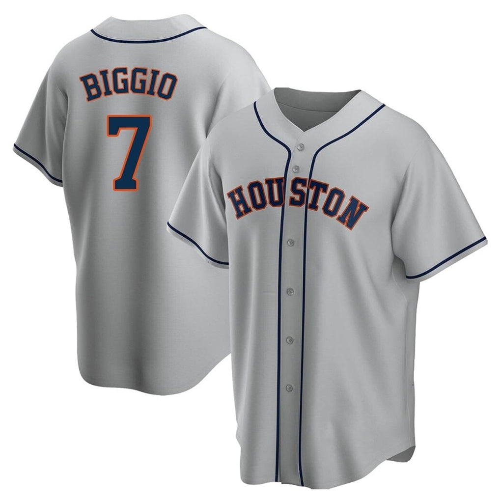 Seanshop H.Astros #7 Craig Biggio Player Gray Home Game Stitched Jerseys