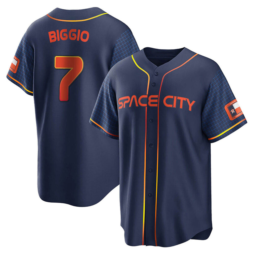 Seanshop H.Astros #7 Craig Biggio Player Navy City Connect Home Game Stitched Jerseys