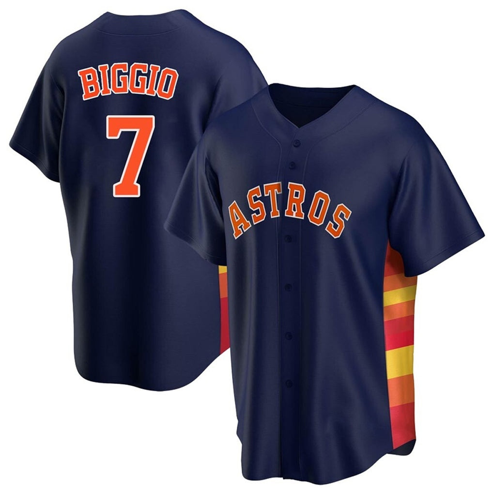 Seanshop H.Astros #7 Craig Biggio Player Navy Home Game Stitched Jerseys
