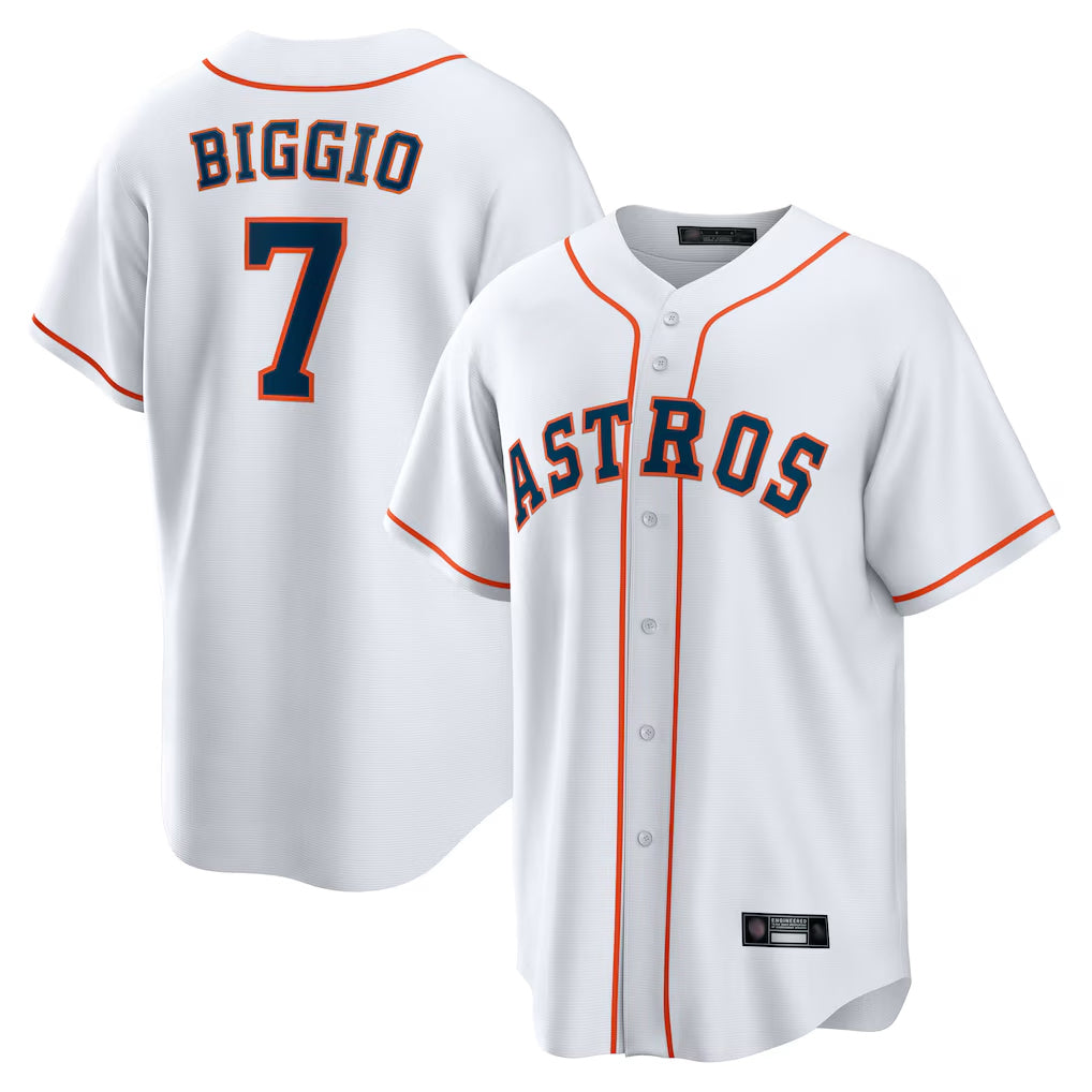 Seanshop H.Astros #7 Craig Biggio Player White Home Game Stitched Jerseys