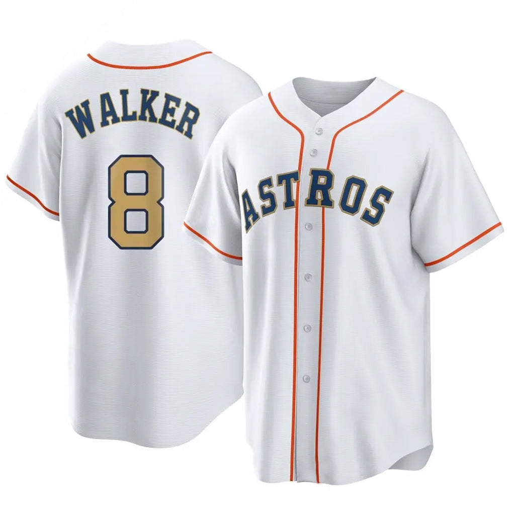 Seanshop H.Astros #8 Christian Walker Player Gold Collection Game Home Stitched Jerseys