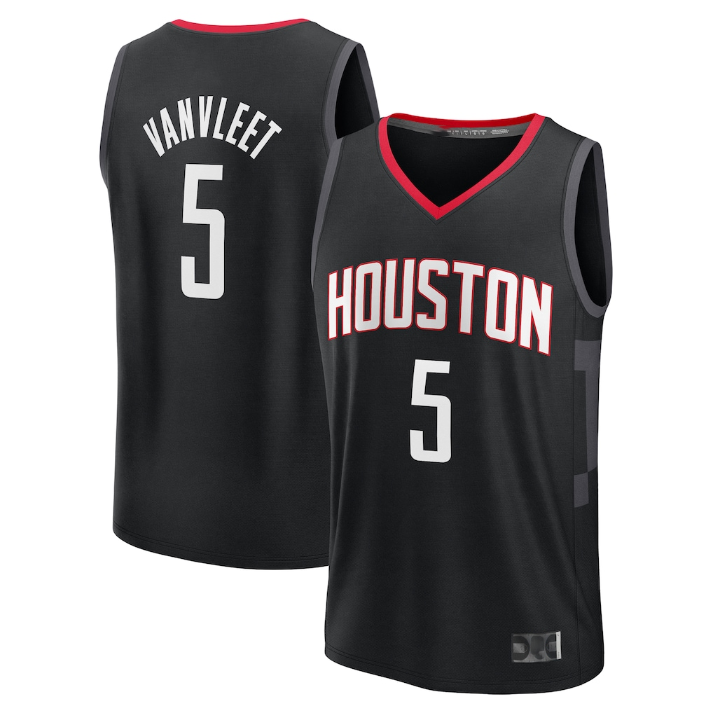Seanshop H.Rockets #5 Fred VanVleet Black Fast Break Replica Player Stitched Jerseys- Statement Edition