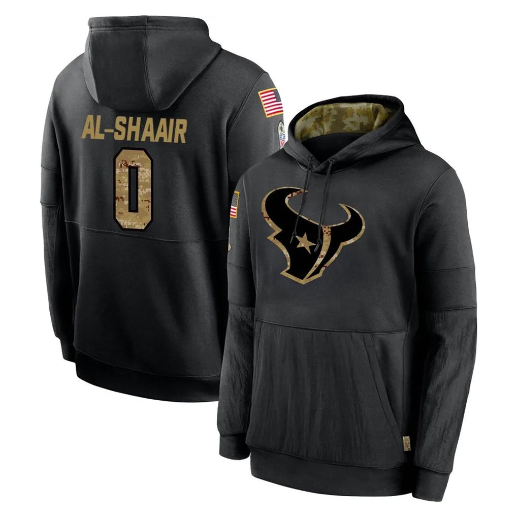 Seanshop H.Texans #0 Azeez Al-Shaair Player Black Salute to Service Hoodies Limited Game Stitched Jerseys