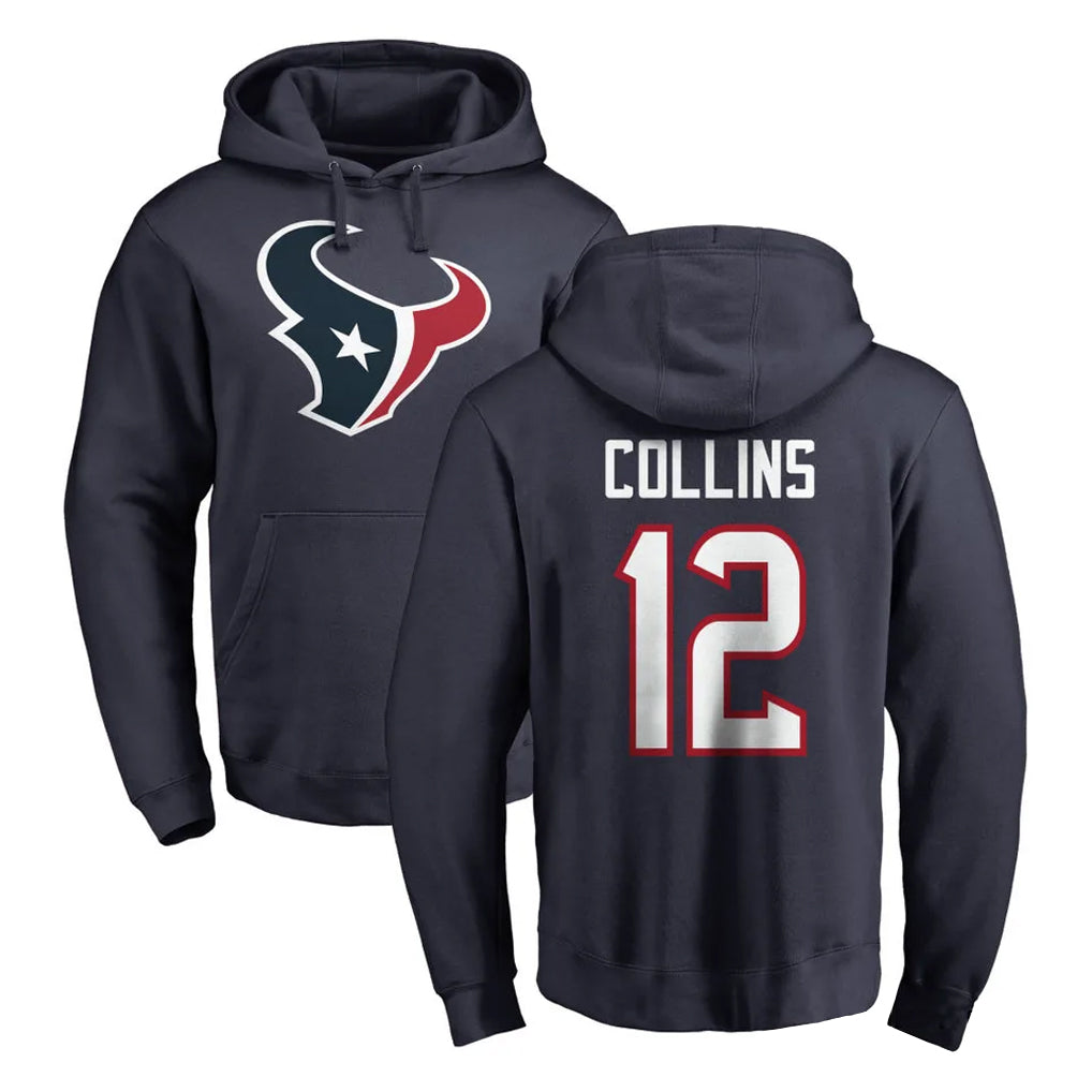 Seanshop H.Texans #12 Nico Collins Player Navy Pro Line Pullover Hoodie Limited Game Stitched Jerseys
