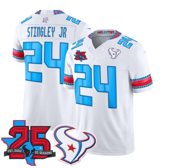 Seanshop H.Texans #24 Derek Stingley Jr. White 2026 F.U.S.E. Rivalries Collection With 25th Anniversary Patch Limited Football Stitched Jersey