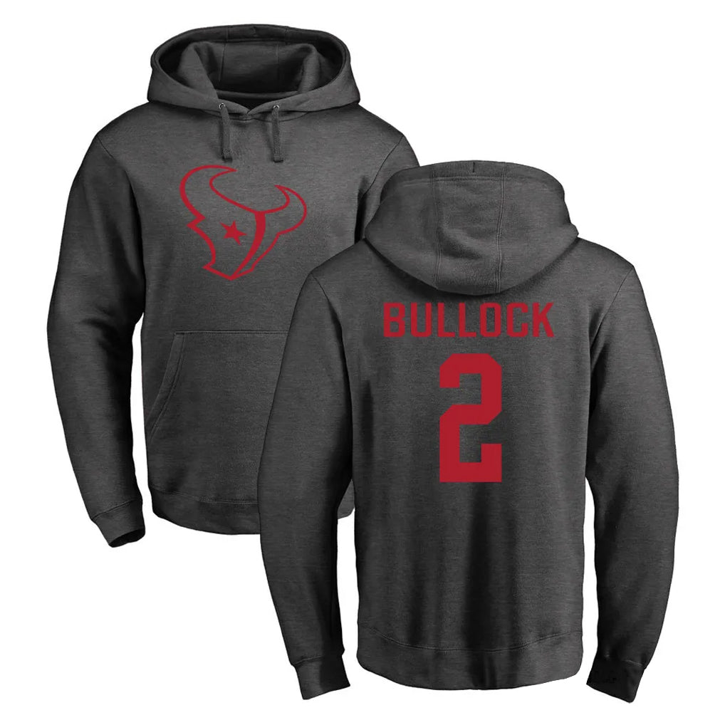 Seanshop H.Texans #2 Calen Bullock Player Gray Pro Line Pullover Hoodie Limited Game Stitched Jerseys