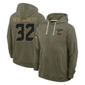 Seanshop H.Texans #32 David Montgomery Player Olive Salute to Service Pullover Hoodies Limited Stitched Jerseys